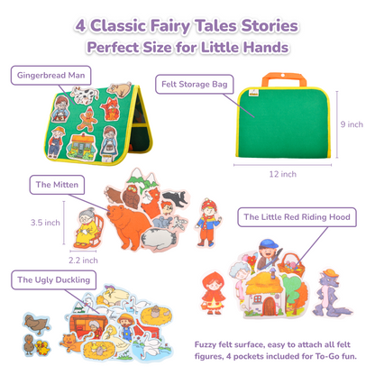 Fairy Tale Felt Stories Set of 4 Include: The Mitten, The Little Red Riding Hood, Gingerbread Man, The Ugly Duckling